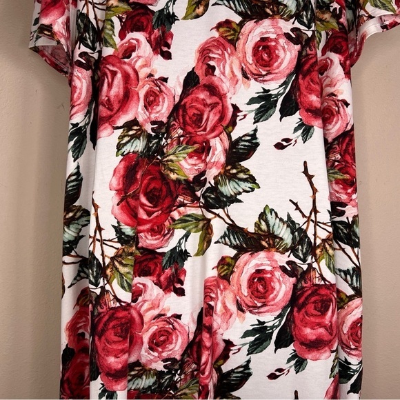 3XL LULAROE WHITE PINK FLORAL DRESS SHIFT STYLE SHORT SLEEVE STRETCH - Picture 10 of 13
